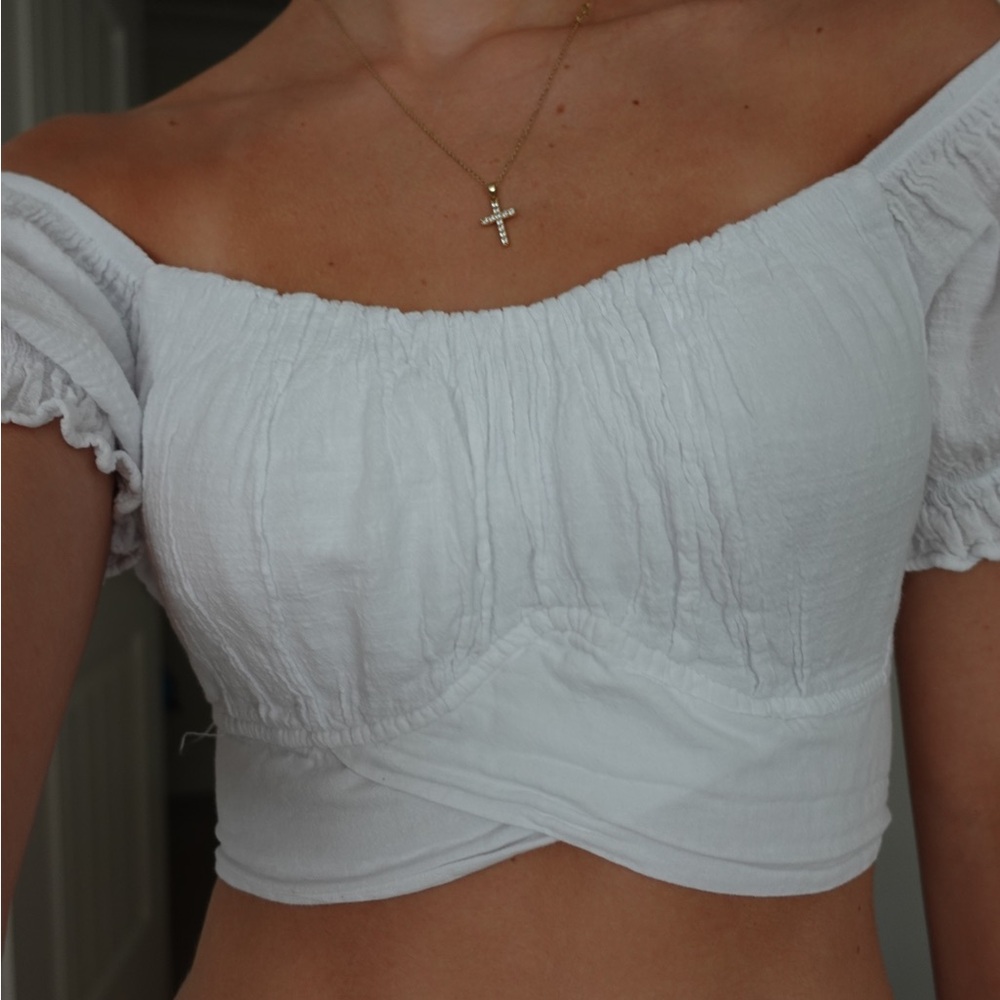 White Off-Shoulder Women's Top